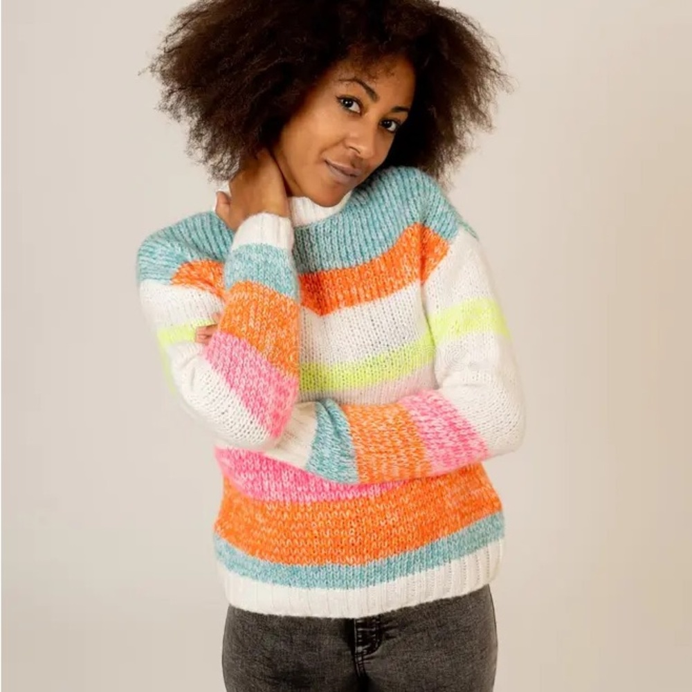 NWT Love By Design Nordstrom Colorful Neon Striped Sweater